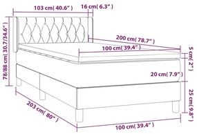 Giroletto a Molle con Materasso Nero 100x200 cm in Tessuto