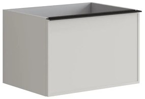 Mobile da bagno sotto lavabo Pixel frame frontale grigio pastello e maniglia alluminio nero laccato opaco L 60 x H 40 x P 45.5 cm 1 cassetto, lavabo non incluso