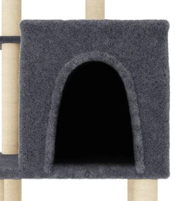 Albero per gatti con tiragraffi in sisal grigio scuro 97 cm