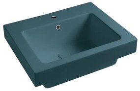 Lavabo a incasso e d'appoggio rettangolare vasca centrale Alaqua L 60 x H 25 x P 21 cm in ceramica verde opaco