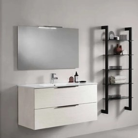 Mobile bagno sospeso con doppio cassetto BALI 100 cm Bianco Nordico