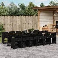 Set da Pranzo da Giardino 13pz con Cuscini Nero in Polyrattan 3211123