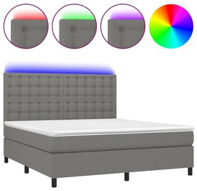 Letto a molle materasso e led grigio scuro 180x200cm in tessuto