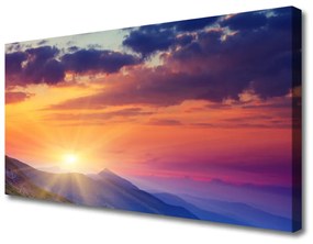 Quadro su tela Paesaggio di montagna del sole 100x50 cm
