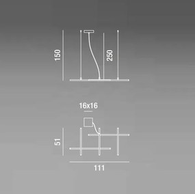 NET sospensione moderna LED dimmerabile 3000K-6000K, design minimal in metallo e alluminio