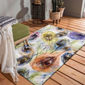 Fenomenale tappeto colorato con piume di pavone Larghezza: 120 cm | Lunghezza: 170 cm