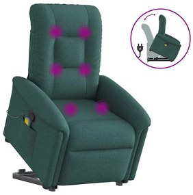 Poltrona Alzapersona Massaggiante Verde Scuro İn Tessuto /