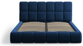 Letto matrimoniale imbottito in blu scuro in velluto con contenitore con rete inclusa 180x200 cm Bellis – Micadoni
