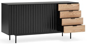 Cassettiera bassa nera-colore naturale effetto rovere 159x80 cm Sierra – Teulat