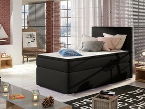 Letto singolo boxspring Digione - Ecopelle nero