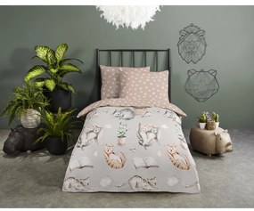 Set copripiumino e federa da bambini grigio/marrone in cotone per culla 120x150 cm Catlife – Good Morning