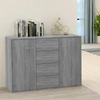 Credenza Grigio Sonoma 88x30x65 cm in Legno Multistrato 815370