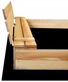 Sabbiera in legno per bambini con panchine 160 x 160 cm - richiudibile