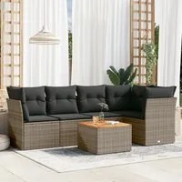 Set Divano da Giardino 6 pz con Cuscini Grigio in Polyrattan 3255962