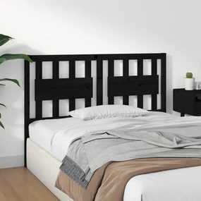 Testiera per letto nera 125,5x4x100cm in legno massello di pino