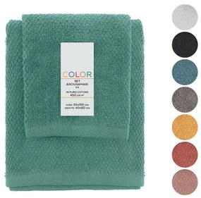 Set asciugamani bagno verde per viso e ospite in cotone puro Spring