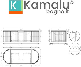 Mobile bagno curvo 120 cm cannettato con lavabo integrato | KAM-NORTH-P120 - KAMALU
