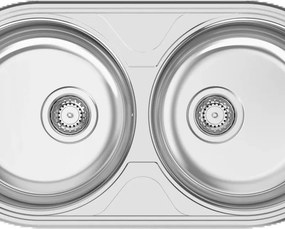 Lavello semincasso tondo 2 vasche in inox argento RODI Dueto L 84.7 x L 44.4 cm, reversibile