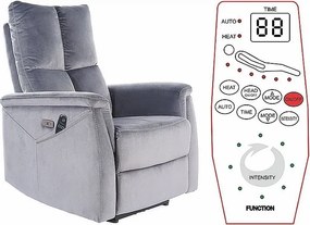 Poltrona relax elettrica Neptun M Velvet – grigio