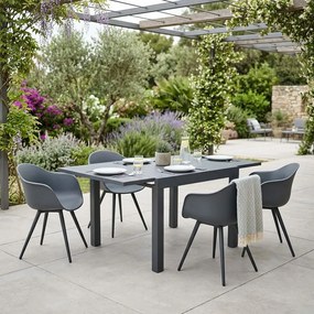 JERRI - set tavolo in alluminio cm 90/180 x 90 x 75 h con 4 Poltrone Dynamo