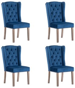 Sedie Da Pranzo 4 Pz Blu İn Velluto /