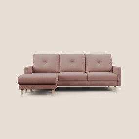 Matisse Divano angolare con sedute scorrevoli in tessuto morbido smacchiabile T17 rosa