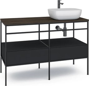 Mobile bagno da terra con lavabo L 120 x H 92 x P 45.5 cm nero e marrone 2 cassetti per vasca dx Outline