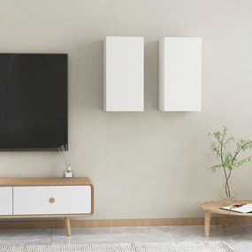 Mobili TV Bianchi 2 pz 30,5x30x60 cm in Legno Multistrato