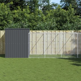 Casetta cani con corsa antracite 214x865x181 cm acciaio zincato