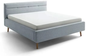 Letto matrimoniale imbottito blu polveroso con contenitore con rete inclusa 160x200 cm Lotte – Meise Möbel