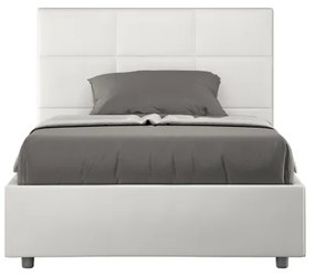 Letto una piazza e mezza senza rete imbottito 120x200 similpelle bianco Mika