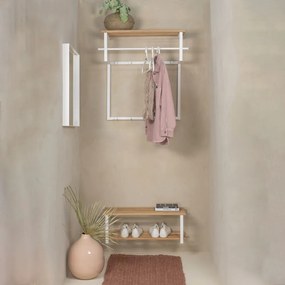 Attaccapanni da parete bianco/di colore naturale in metallo con scaffale 76 cm Rizzoli – Spinder Design