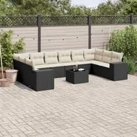 Set Divani da Giardino 11 pz con Cuscini in Polyrattan Nero 3255413