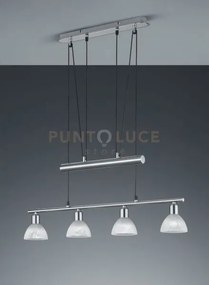 Levisto sospensione con bilancere led 4 vetri acciaio l.80,5 cm 4 l...
