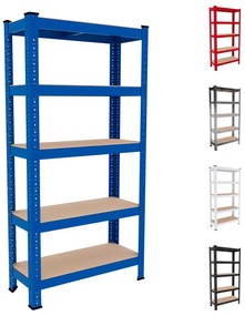 Scaffale Metallo E Legno MDF Ad Alta Portata Carico Pesante Fino a 875 kg 5 Ripiani Regolabili Garage Officina Cantina Capannone Magazzino Design Modulare 150 x 75 x 30 cm Blu