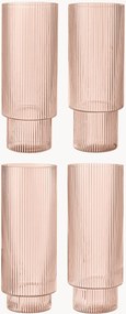 Set di 4 bicchieri da long drink in vetro soffiato con scanalatura in rilievo Ripple, 300 ml