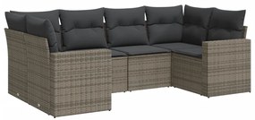 Set divano da giardino 6 pz con cuscini grigio in polyrattan