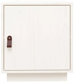 Comodino Bianco 40x34x45 cm in Legno Massello di Pino