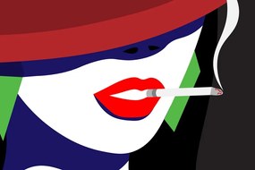 Stampa su tela – Donna con cappello in stile pop art