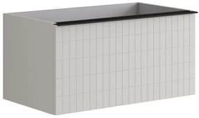 Mobile da bagno sospeso sotto lavabo L 80 x H 40 x P 45.5 cm grigio laccato opaco, 2 cassetti Pixel grid