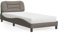 Letto con Materasso Tortora 80x200 cm in Tessuto 3208496