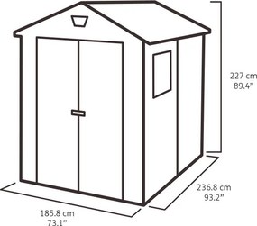 Casetta da Giardino Porta Attrezzi 185,8x236,8x227 cmin Resina Effetto Legno Keter Manor 6x8 Grigia...