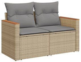 Set Divano da Giardino 12 pz con Cuscini Beige Misto Polyrattan