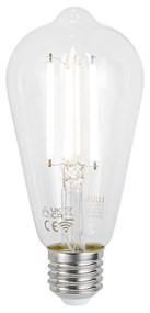 Lampada da parete smart nera con vetro fumé incl. WiFi ST64 - Laura