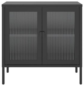 Credenza nera 70x35x70 cm vetro e acciaio