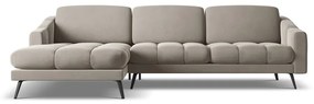 Divano angolare beige (con penisola a sinistra) con rivestimento in velluto Nalu – Makamii
