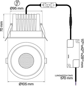 Faro da Incasso 18W Foro Ø95mm CCT 15°-55° con driver Philips Colore Bianco Variabile CCT