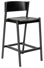 Sgabello da bar nero in legno di quercia altezza seduta 75 cm Oblique - Hübsch