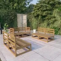 Set Divani da Giardino 6 pz Miele in Legno Massello di Pino 3075412