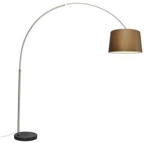 Lampada ad arco in acciaio con paralume in tessuto marrone 45 cm - XXL